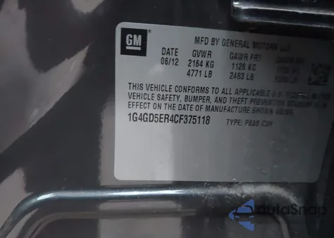 2012 Buick Lacrosse Premium 1 Group from USA, damaged, VIN 1G4GD5ER4CF375118